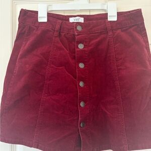 YMI Burgundy Corduroy Skirt with Button Detail